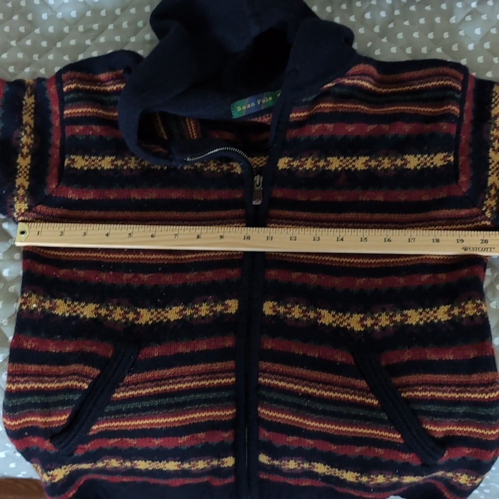 VGT 90s Bean Pole Woman's Multi-colored Striped Hooded Zippered Sweater. - Picture 10 of 12